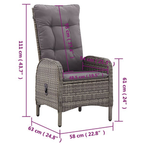 Caféset för trädgården 5 delar konstrotting grå