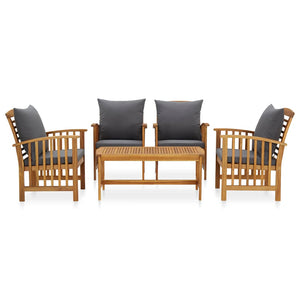 Loungegrupp för trädgården med dynor 5 delar massivt akaciaträ