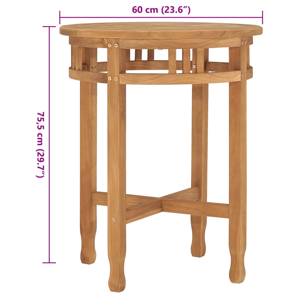 Cafébord Ø60x60 cm massiv teak