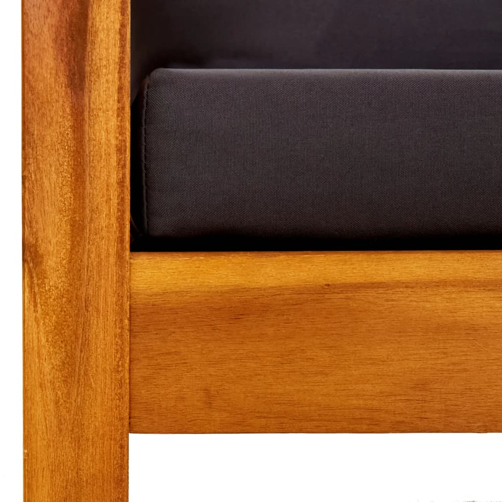 Trädgårdsbänk med baldakin och fotpallar massivt akaciaträ