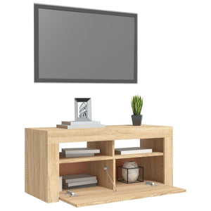 TV-bänk med LED-belysning sonoma-ek 90x35x40 cm