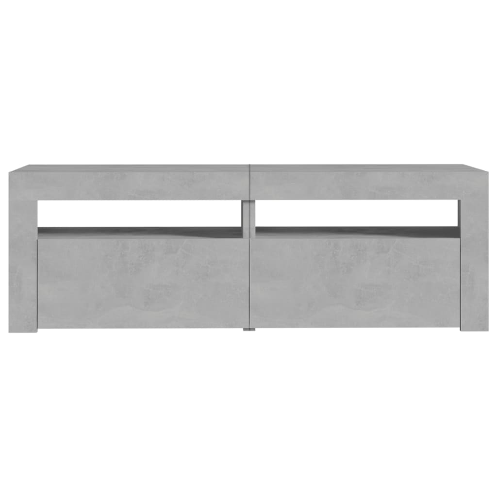 TV-bänk med LED-belysning betonggrå 120x35x40 cm