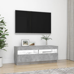 TV-bänk med LED-belysning betonggrå 100x35x40 cm