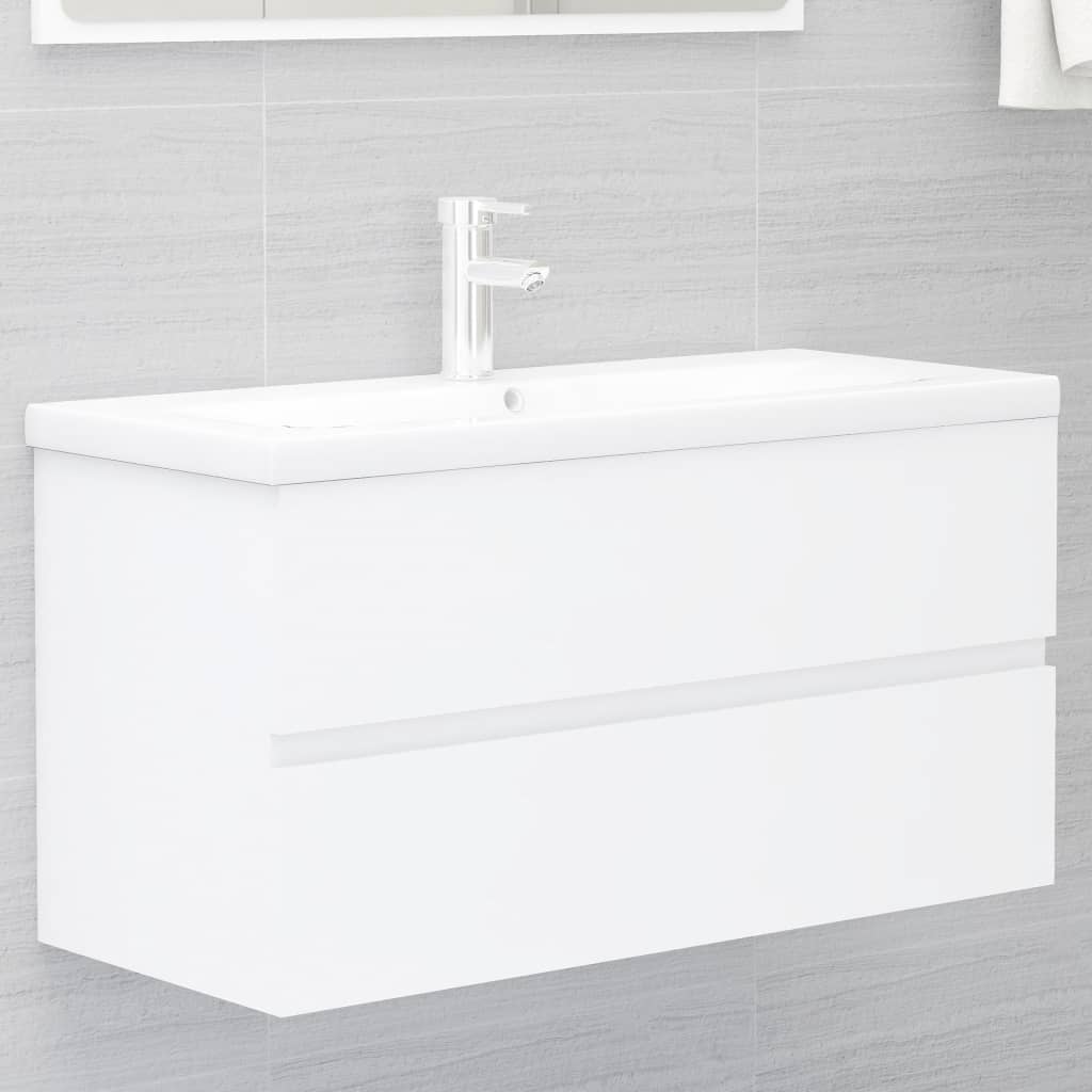 Tvättställsskåp vit 90x38,5x45 cm konstruerat trä