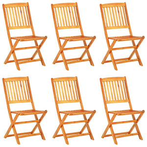 Hopfällbar matgrupp för trädgården 7 delar massivt akaciaträ