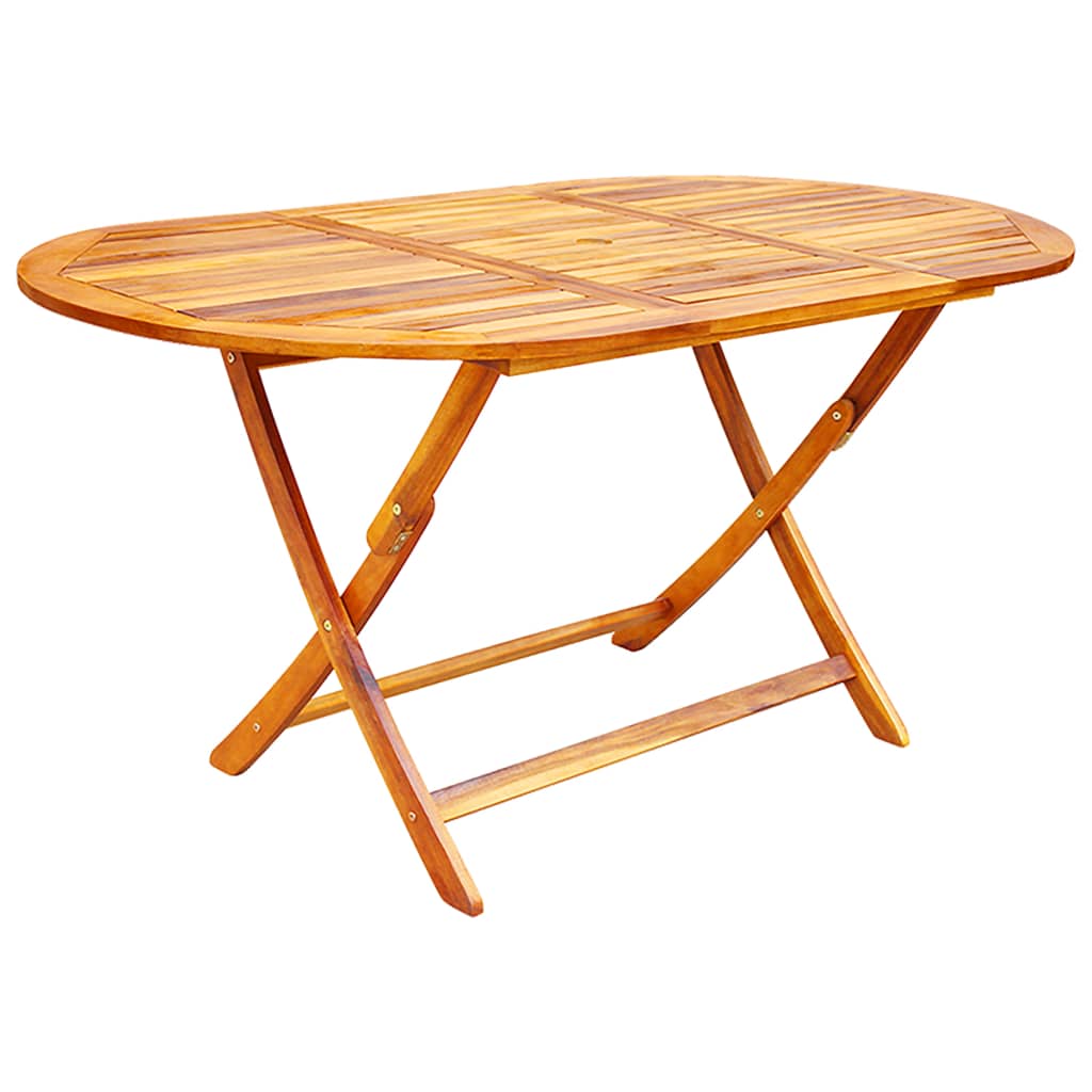 Hopfällbar matgrupp för trädgården 7 delar massivt akaciaträ