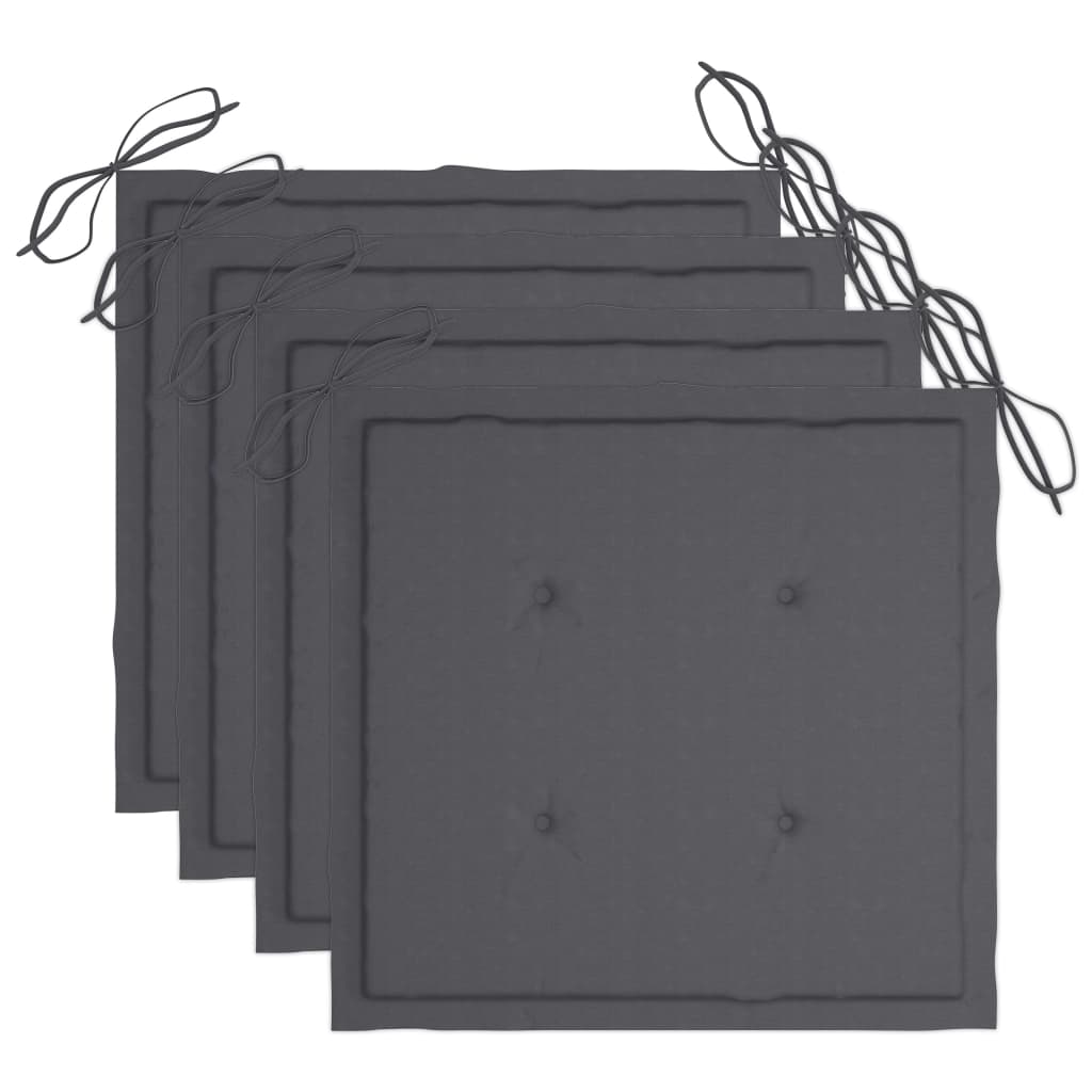 Trädgårdsstolar med dynor 4 st grå massivt akaciaträ