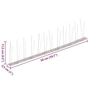 2-raders Fågelpiggar i rostfritt stål 20 st 10 m