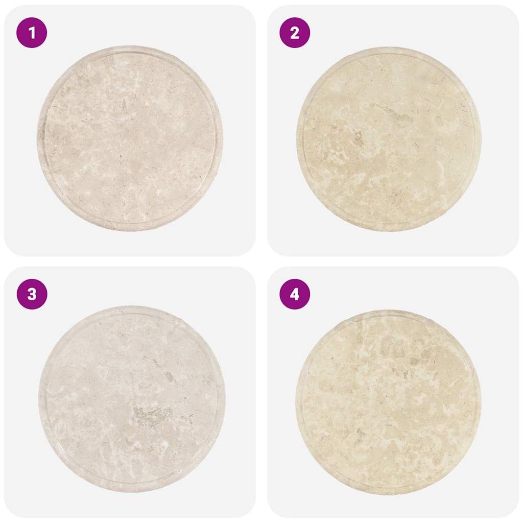 Bordsskiva gräddvit Ø40x2,5 cm marmor