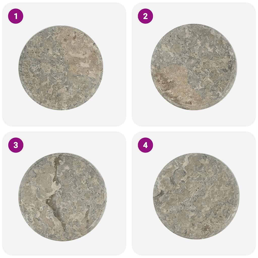 Bordsskiva grå Ø40x2,5 cm marmor