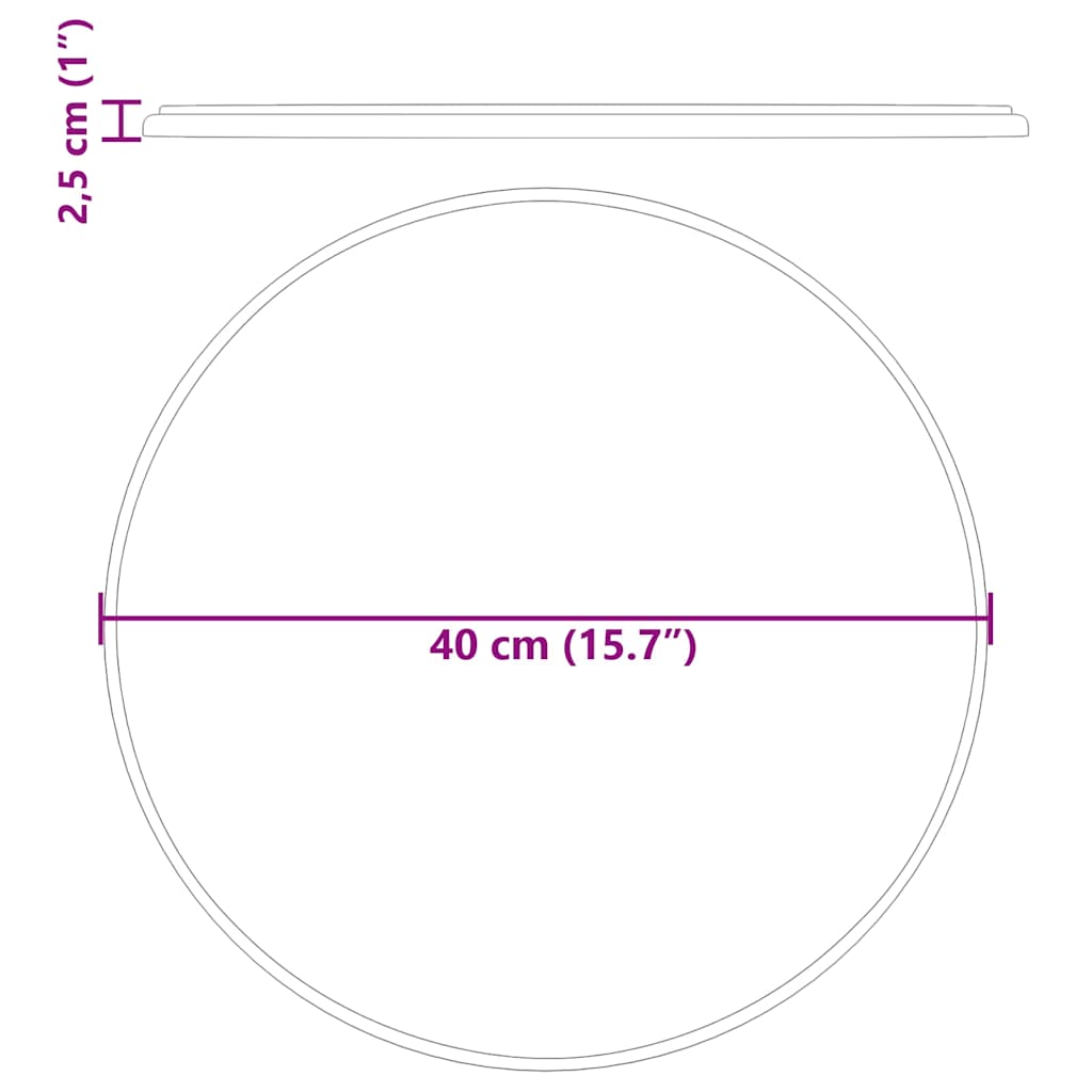 Bordsskiva grå Ø40x2,5 cm marmor