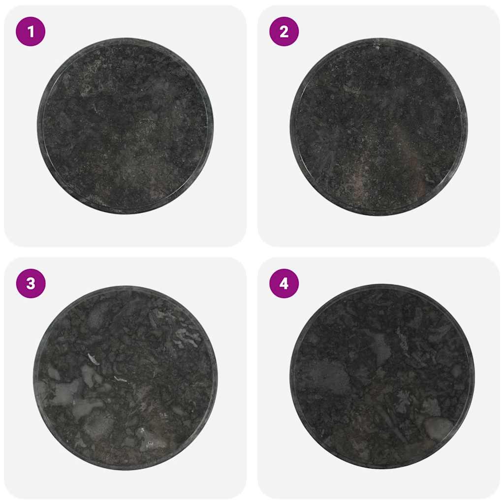 Bordsskiva svart Ø60x2,5 cm marmor