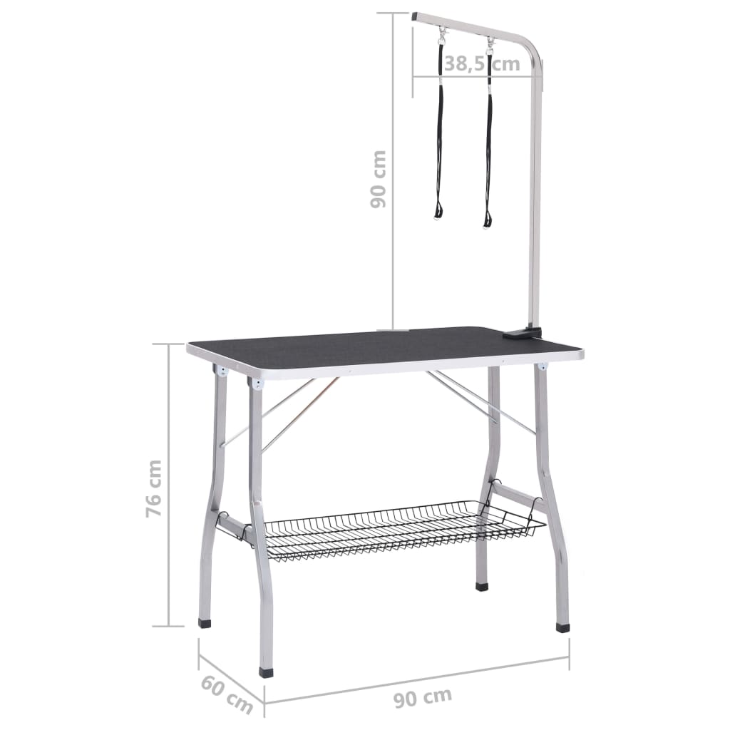 Trimbord för hundar med 2 koppel och korg