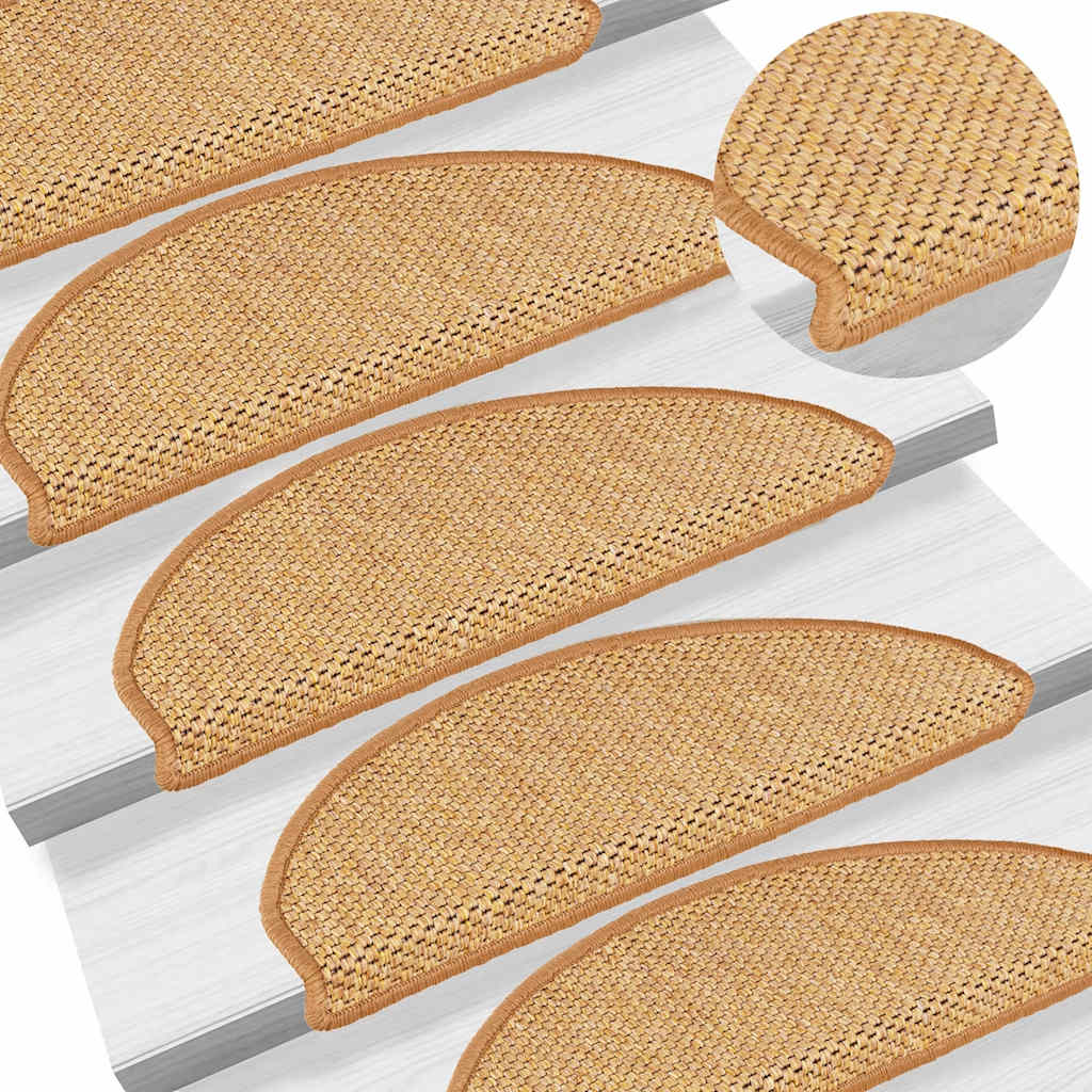Trappstegsmattor självhäftande sisal 15 st 65x21x4 cm sisal