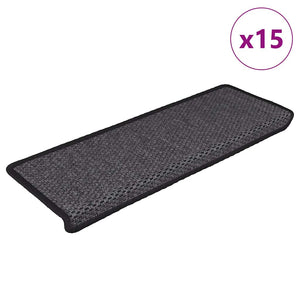 Trappstegsmattor självhäftande sisal 15 st 65x21x4 cm antracit