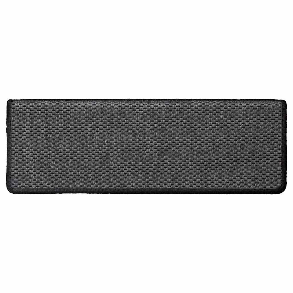 Trappstegsmattor självhäftande sisal 15 st 65x21x4 cm antracit