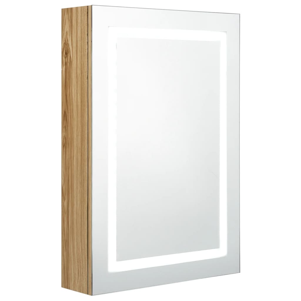 Spegelskåp med LED ek 50x13x70 cm