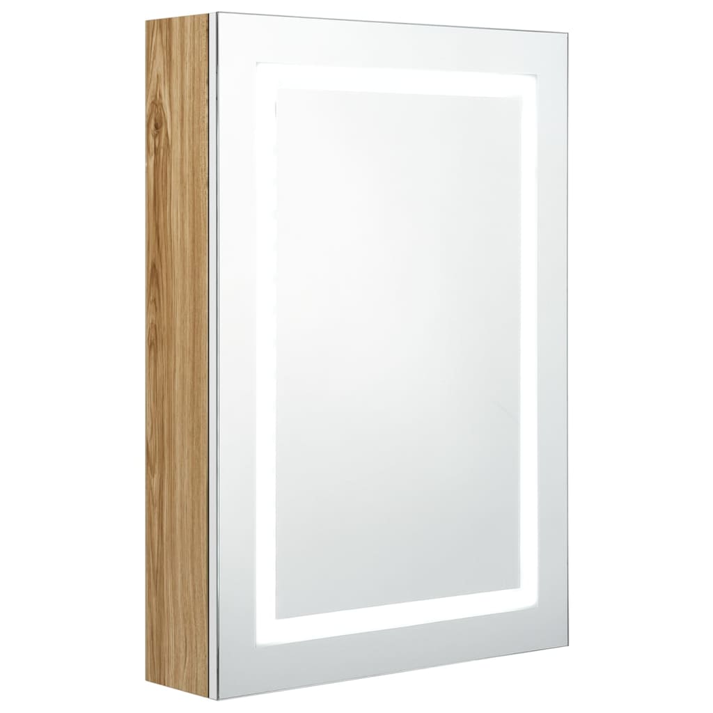 Spegelskåp med LED vit och ek 50x13x70 cm