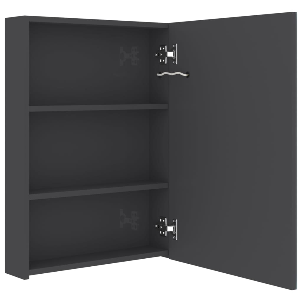 Spegelskåp med LED grå 50x13x70 cm