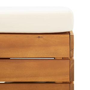 Utebord och fotpall med dyna massivt akaciaträ