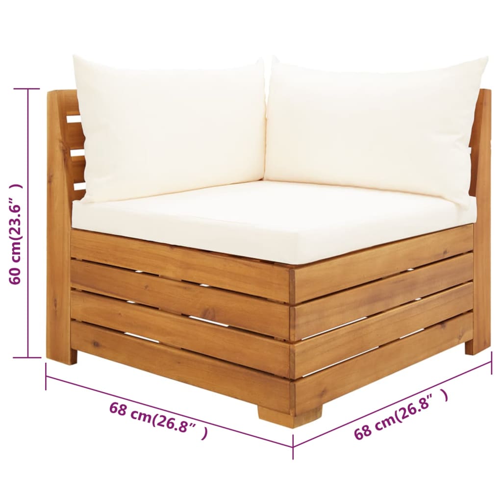 Loungegrupp för trädgården med dynor 2 delar massivt akaciaträ