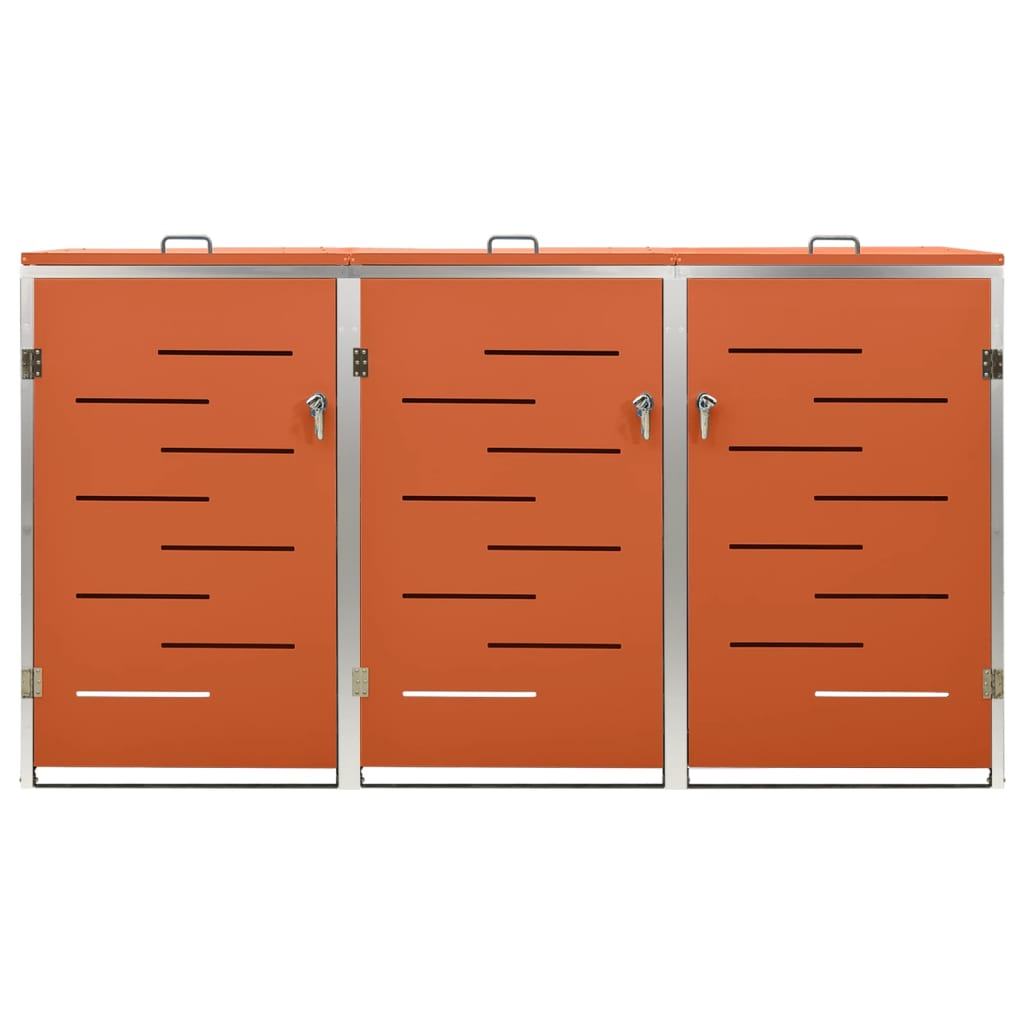 Skjul till tre sopkärl 207x77,5x112,5 cm rostfritt stål