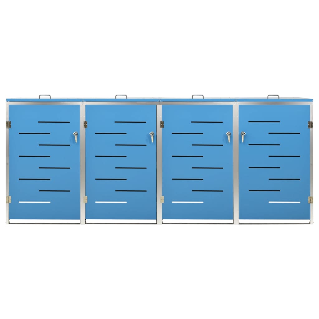 Skjul till fyra sopkärl 276,5x77,5x112,5 cm rostfritt stål