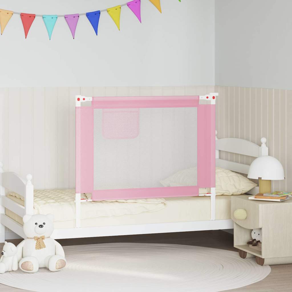 Sängskena för barn rosa 100x25 cm tyg