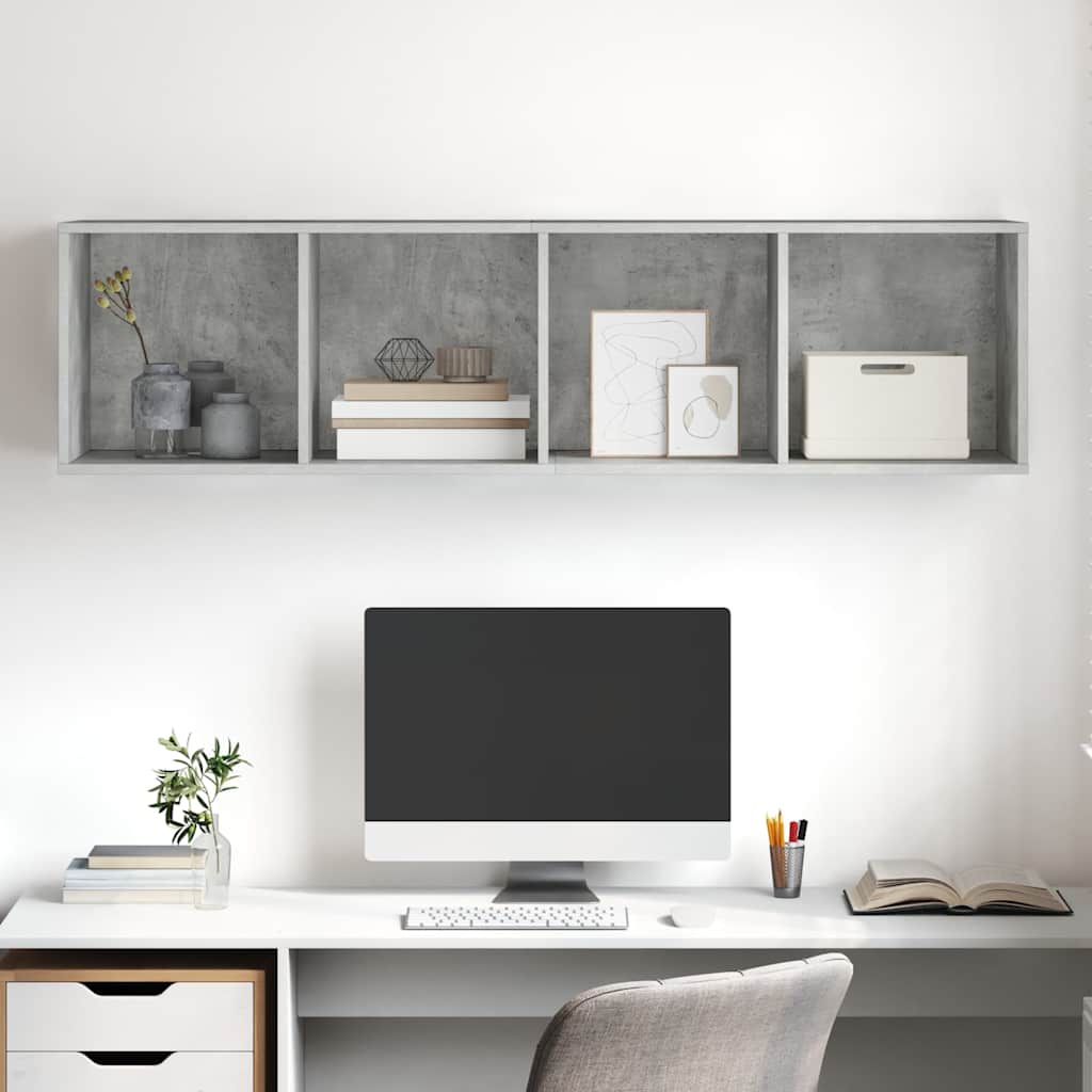Väggmonterat tv-skåp betonggrå 37x37x142,5 cm konstruerat trä