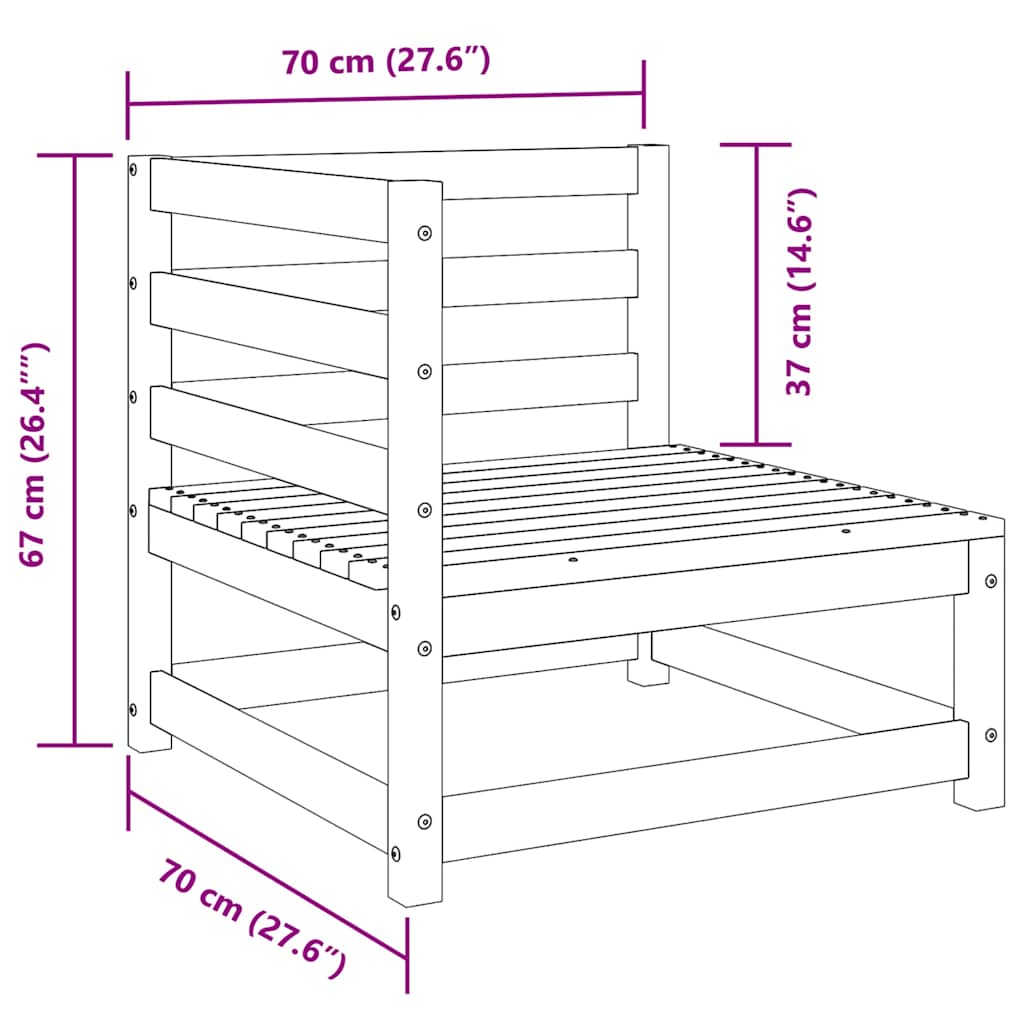 Loungegrupp för trädgården 3 delar svart massiv furu