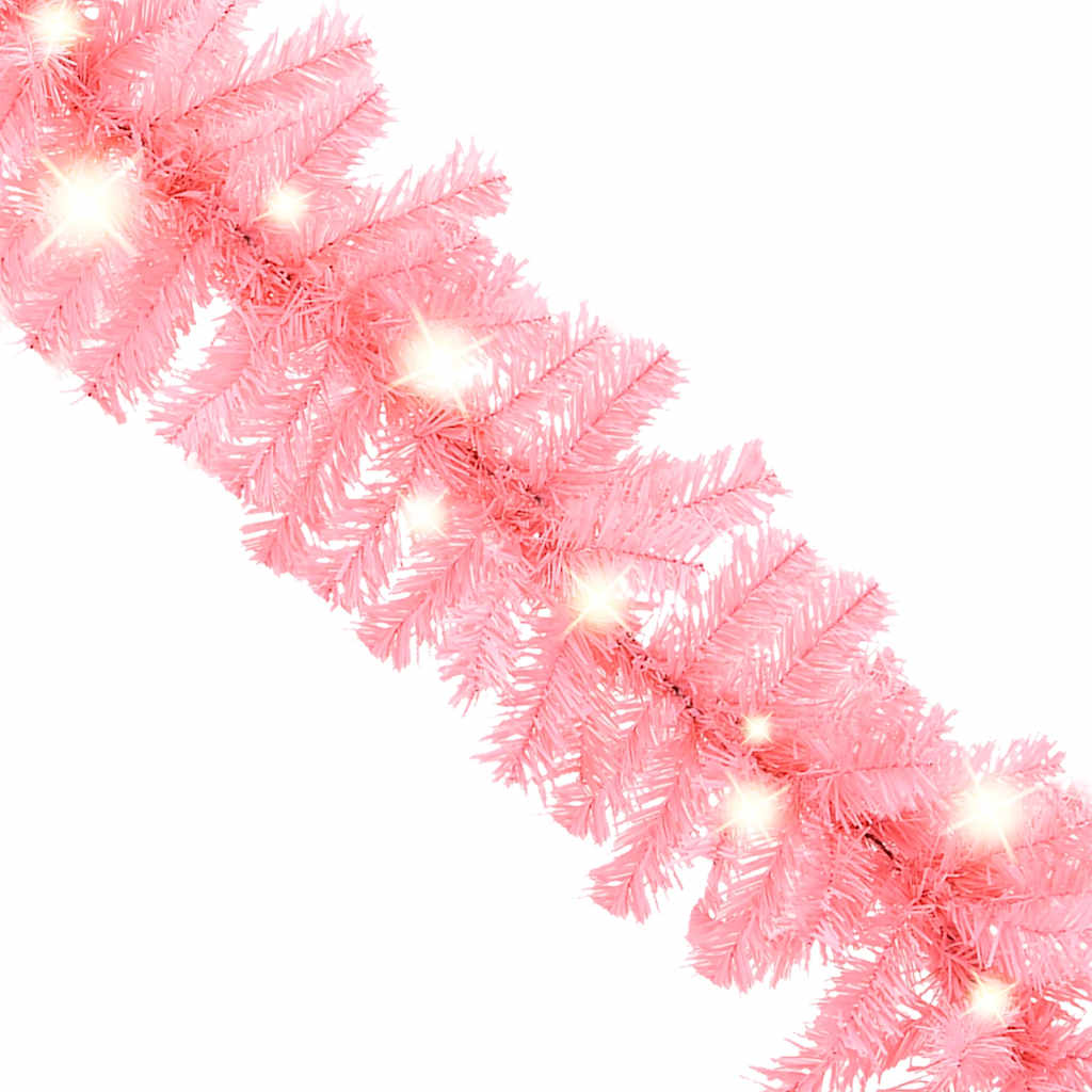 Julgirlang med LED-lampor 10 m rosa
