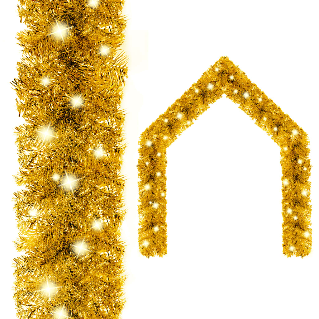 Julgirlang med LED-lampor 5 m guld