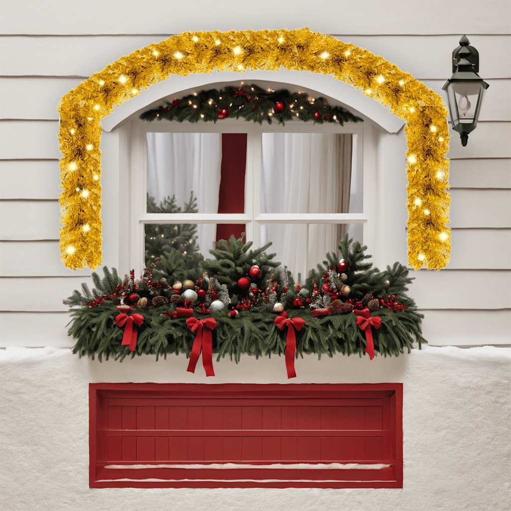 Julgirlang med LED-lampor 10 m guld