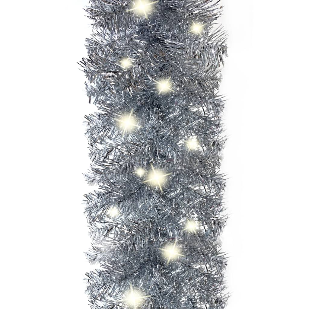 Julgirlang med LED-lampor 10 m silver