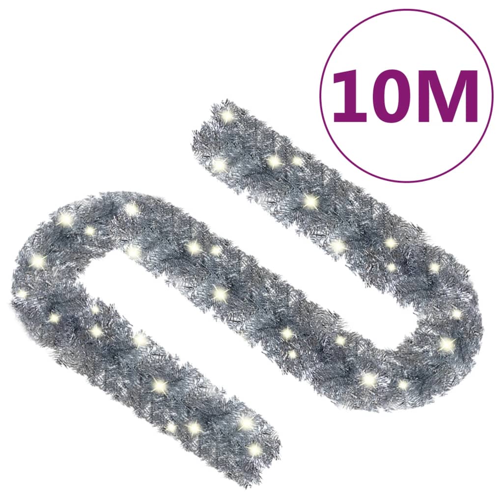 Julgirlang med LED-lampor 10 m silver