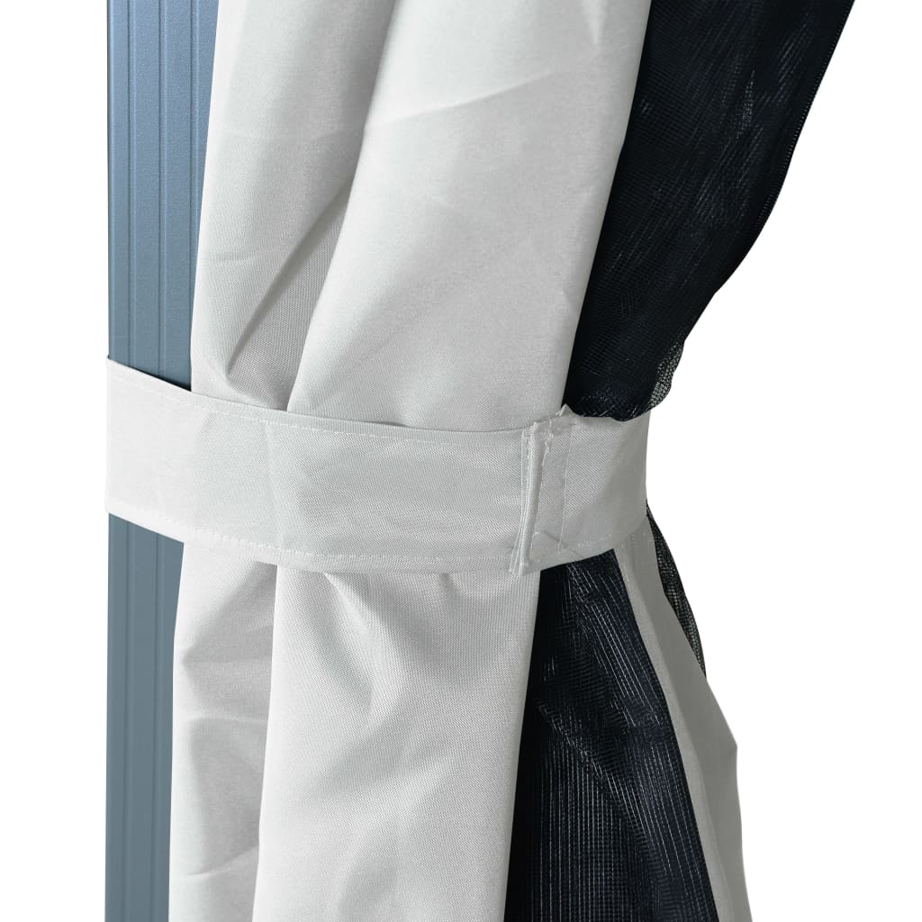 Paviljong med gardin & ljusslinga LED 3x3 m gräddvit aluminium