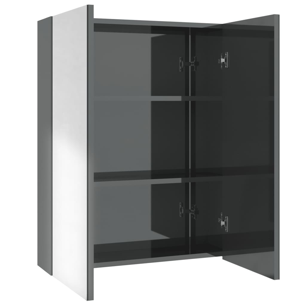 Spegelskåp för badrum grå 60x15x75 cm MDF