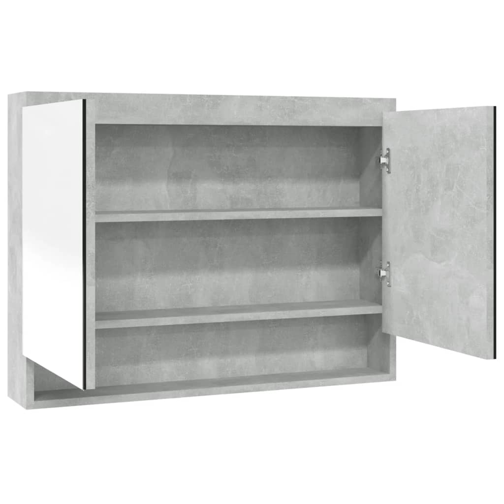 Spegelskåp för badrum betonggrå 80x15x60 cm MDF