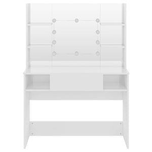 Sminkbord med LED-belysning 100x40x135 cm MDF vit