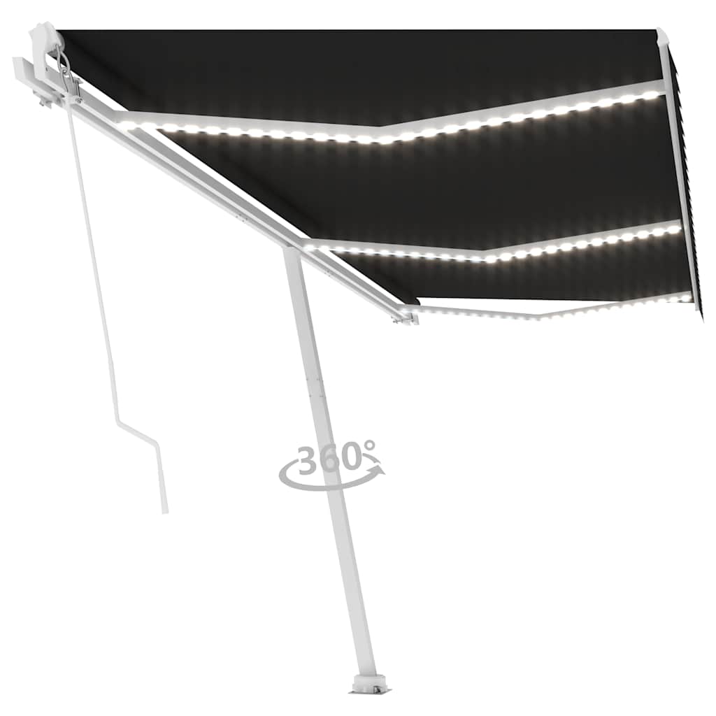 Markis med LED manuellt infällbar 600x300 cm antracit