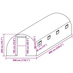 Växthusöverdrag (18 m²) 300x600x200 cm grön