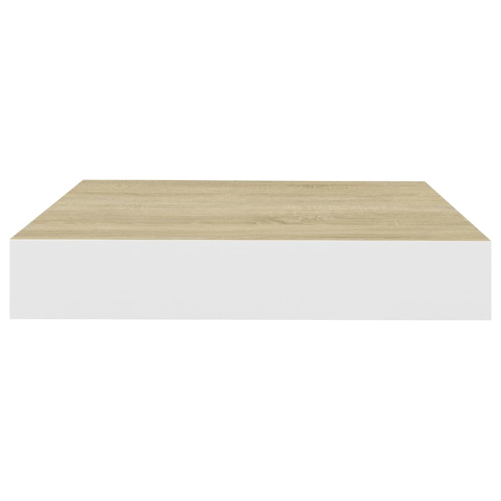 Svävande vägghyllor 4 st ek och vit 23x23,5x3,8 cm MDF