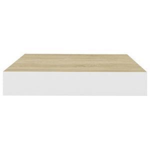 Svävande vägghyllor 4 st ek och vit 23x23,5x3,8 cm MDF