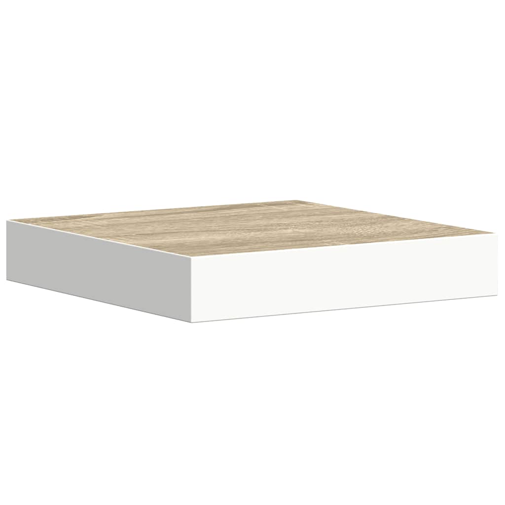 Svävande vägghyllor 4 st ek och vit 23x23,5x3,8 cm MDF
