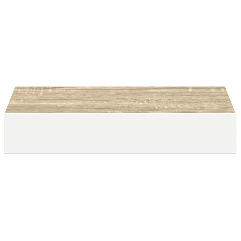 Svävande vägghyllor 4 st ek och vit 23x23,5x3,8 cm MDF