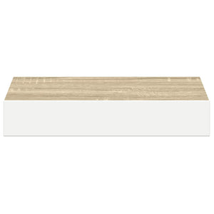 Svävande vägghyllor 4 st ek och vit 23x23,5x3,8 cm MDF