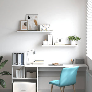 Svävande vägghyllor 2 st ek och vit 80x23,5x3,8 cm MDF