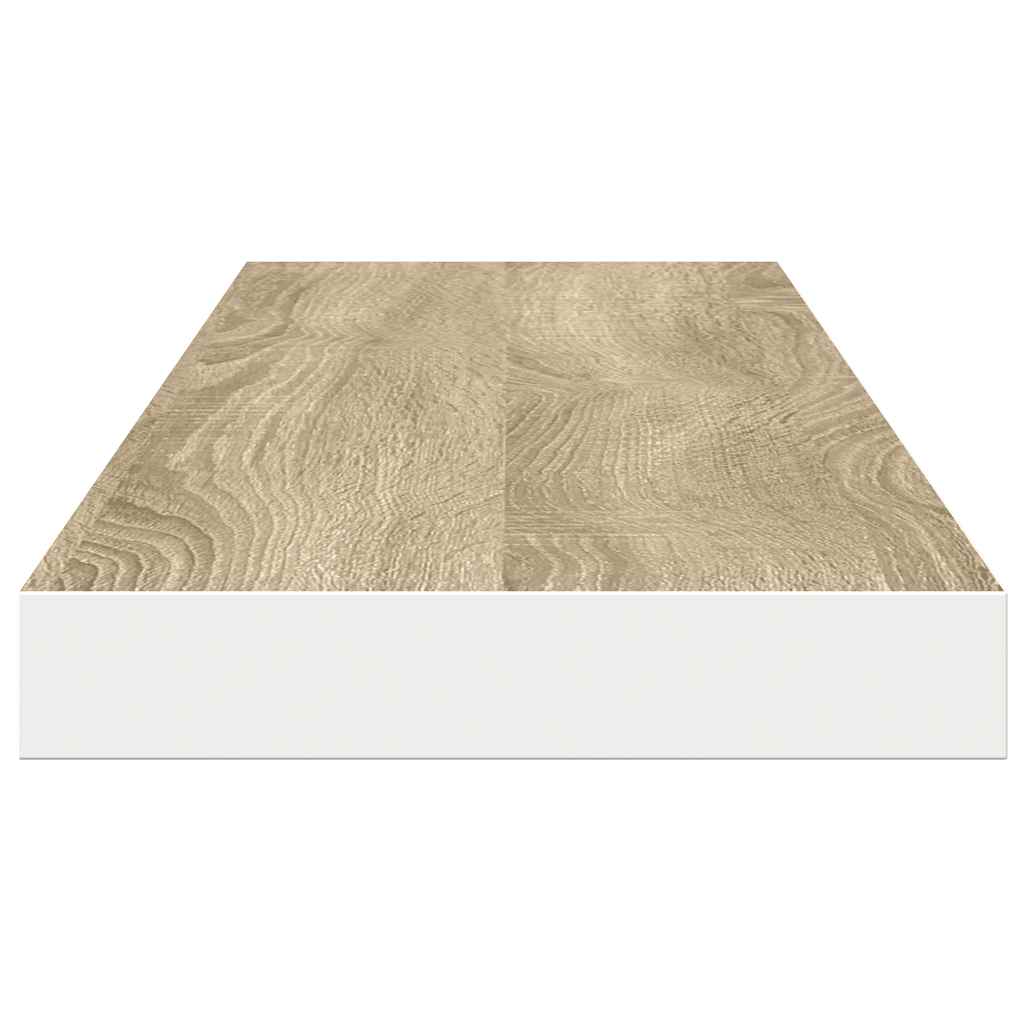 Svävande vägghyllor 4 st ek och vit 120x23,5x3,8 cm MDF
