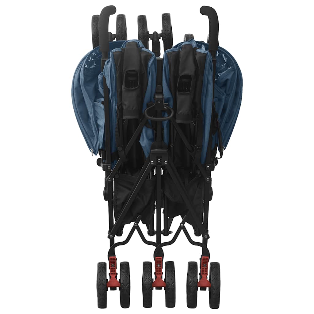 Tvillingvagn marinblå stål