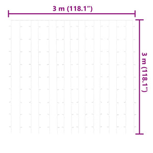 Ljusdraperi 3x3 m 300 lysdioder kallvit 8 funktioner